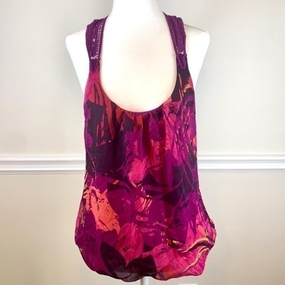 EXPRESS Crochet Racerback Floral Top S